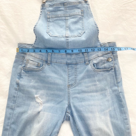 Wax Jeans Women's Juniors Ankle Length Skinny Leg Denim Overalls - Picture 14 of 15